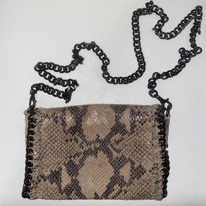 Vince Canuto Sosia faux Snakeskin crossbody purse with black chain. Like new.